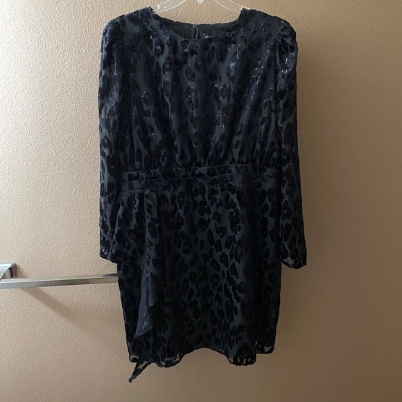 Express Dresses & Skirts - NWT Express Black Animal Print Sheer Long Sleeve Dress